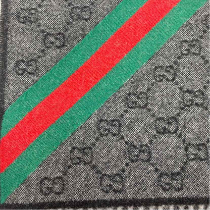 Pre-Owned Gucci Black Multi Knit Designer Scarf