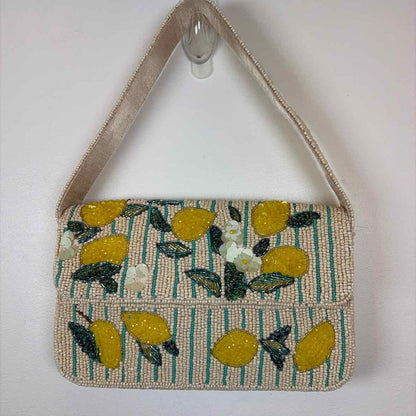 Pre-Owned Boutique Cream Multi Beaded Handbag