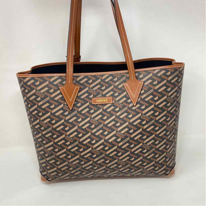 Pre-Owned Versace Cognac Coated Canvas Designer Handbag