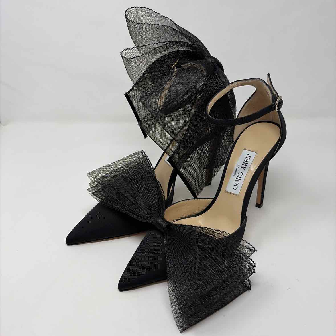 Pre-Owned Jimmy Choo Black Satin Shoe Size 9.5 Designer Shoes