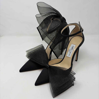 Pre-Owned Jimmy Choo Black Satin Shoe Size 9.5 Designer Shoes