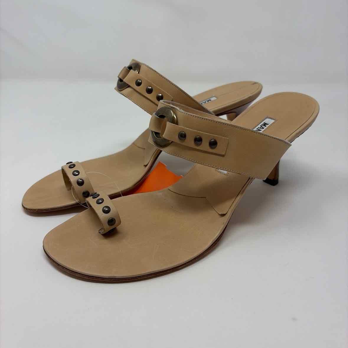 Pre-Owned Manolo Blahnik Tan Leather Shoe Size 9 Designer Shoes
