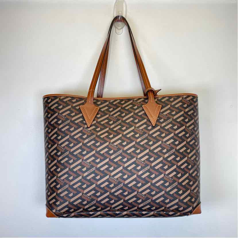 Pre-Owned Versace Cognac Coated Canvas Designer Handbag