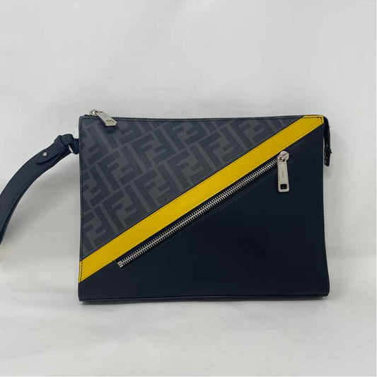 Pre-Owned Fendi Black/Yellow Leather Designer Handbag