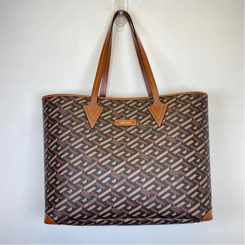 Pre-Owned Versace Cognac Coated Canvas Designer Handbag