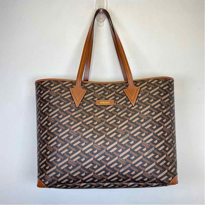 Pre-Owned Versace Cognac Coated Canvas Designer Handbag