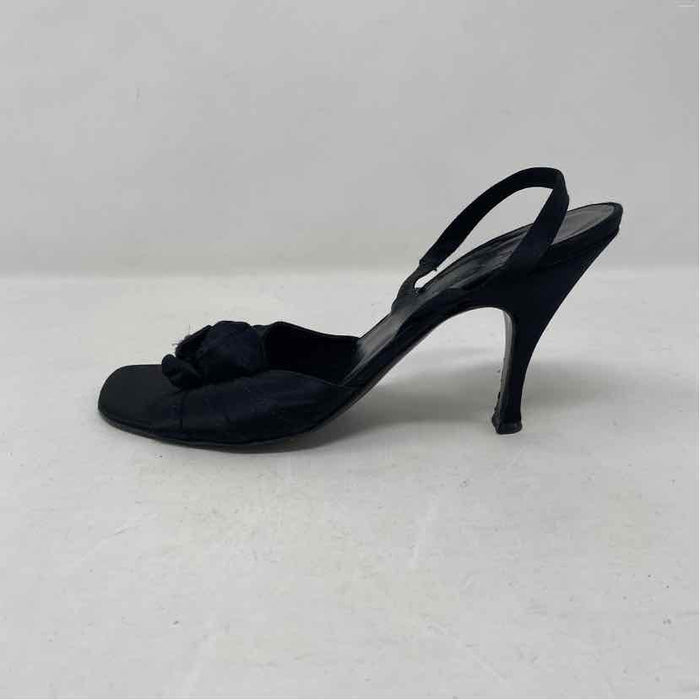 Pre-Owned Celine Black Satin Shoe Size 8 Designer Shoes