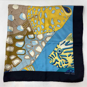 Pre-Owned Hermes Black Multi Silk Designer Scarf