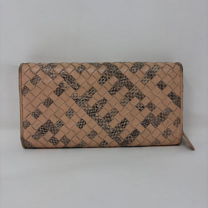 Pre-Owned Bottega Veneta Pink Multi Leather Designer Wallet