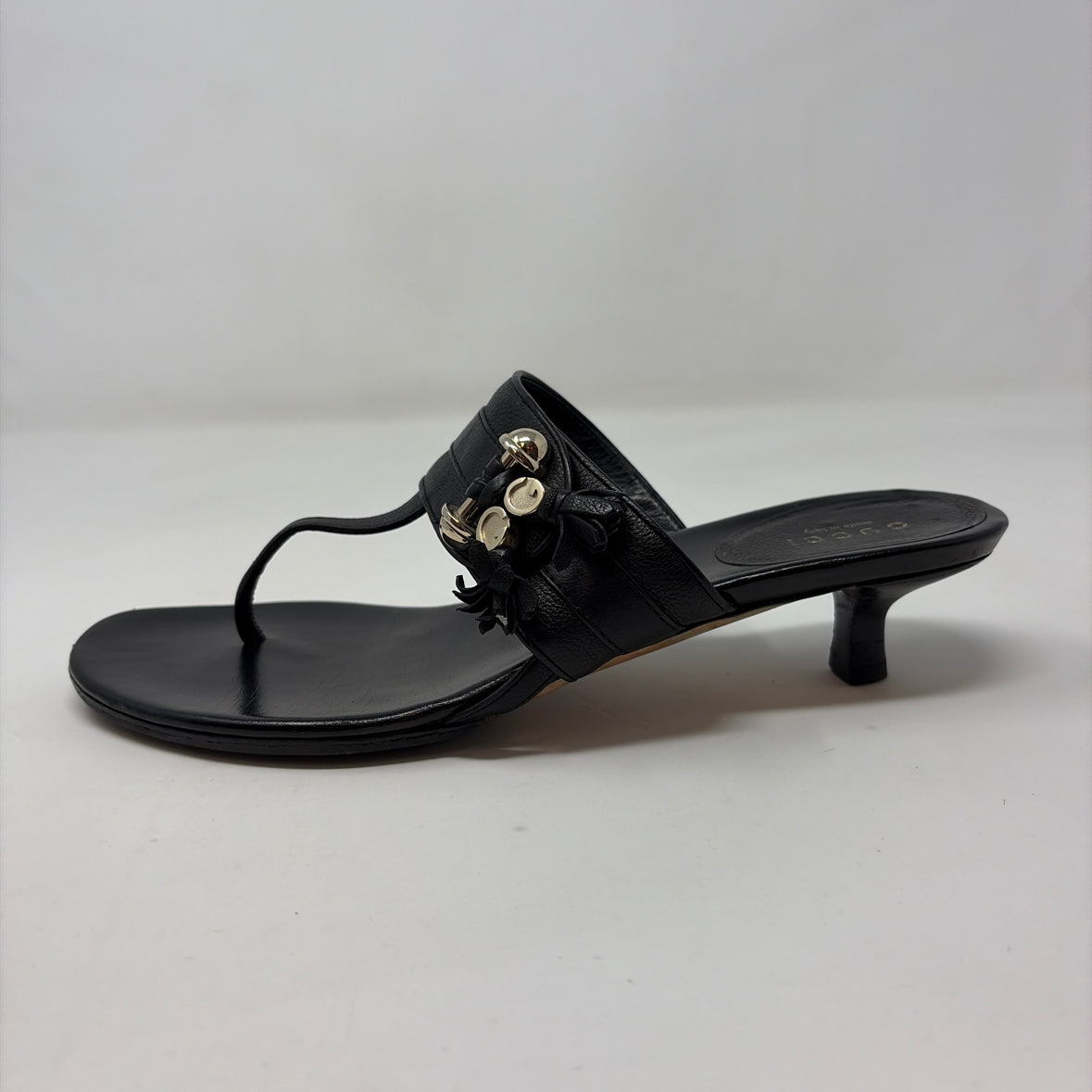 Pre-Owned Gucci Black Leather Shoe Size 8.5 Designer Shoes