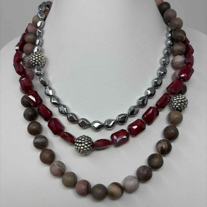 Pre-Owned Simon Sebbag Designs Red Multi Beaded Necklace