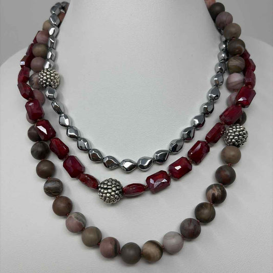 Pre-Owned Simon Sebbag Designs Red Multi Beaded Necklace