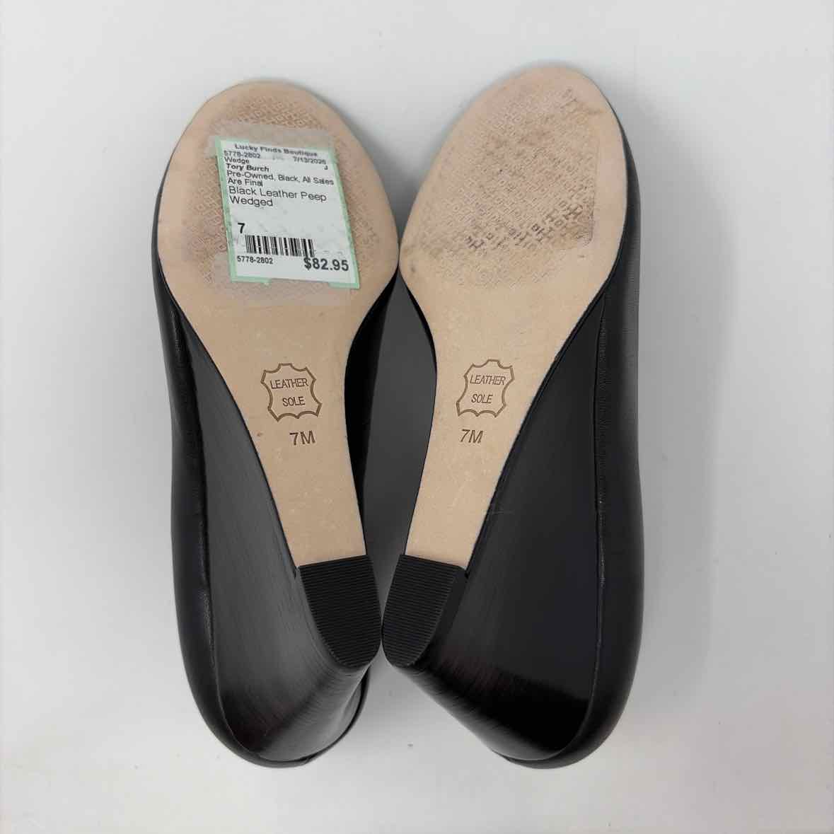 Pre-Owned Shoe Size 7 Tory Burch Black Wedge