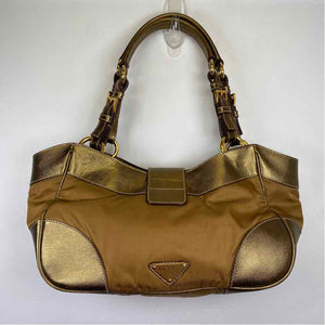 Pre-Owned Prada Gold Fabric Designer Handbag