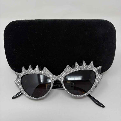 Pre-Owned Gucci Black/Silver Acrylic Designer Sunglasses
