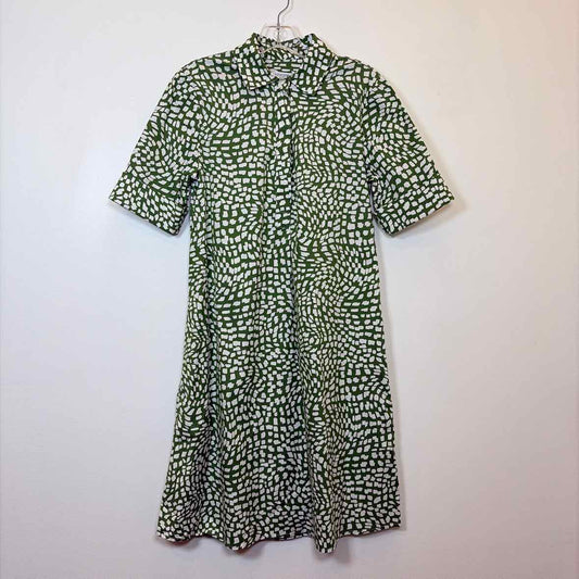 Pre-Owned Size S Chico's Green Print Casual Dress