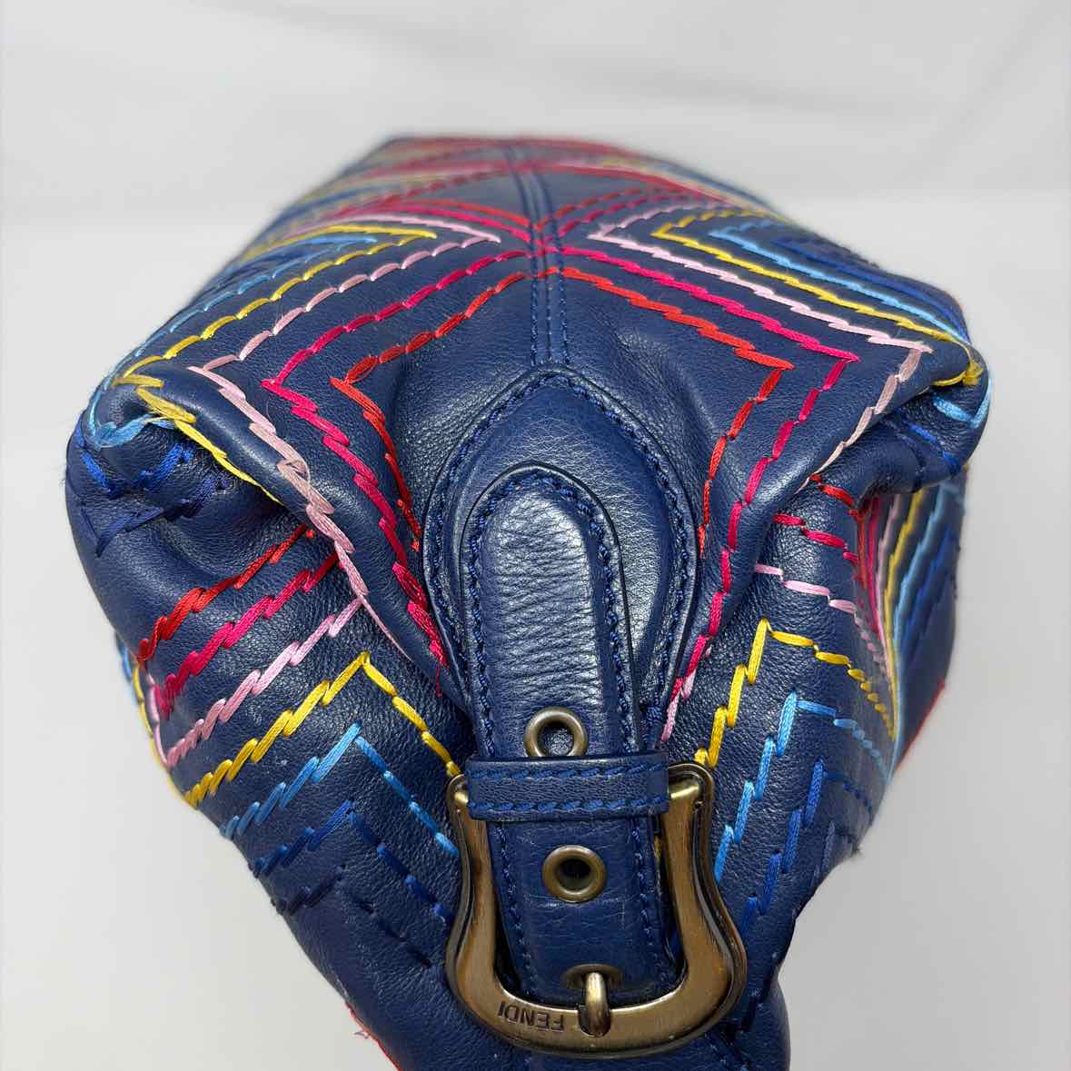 Pre-Owned Fendi Navy Leather Designer Handbag