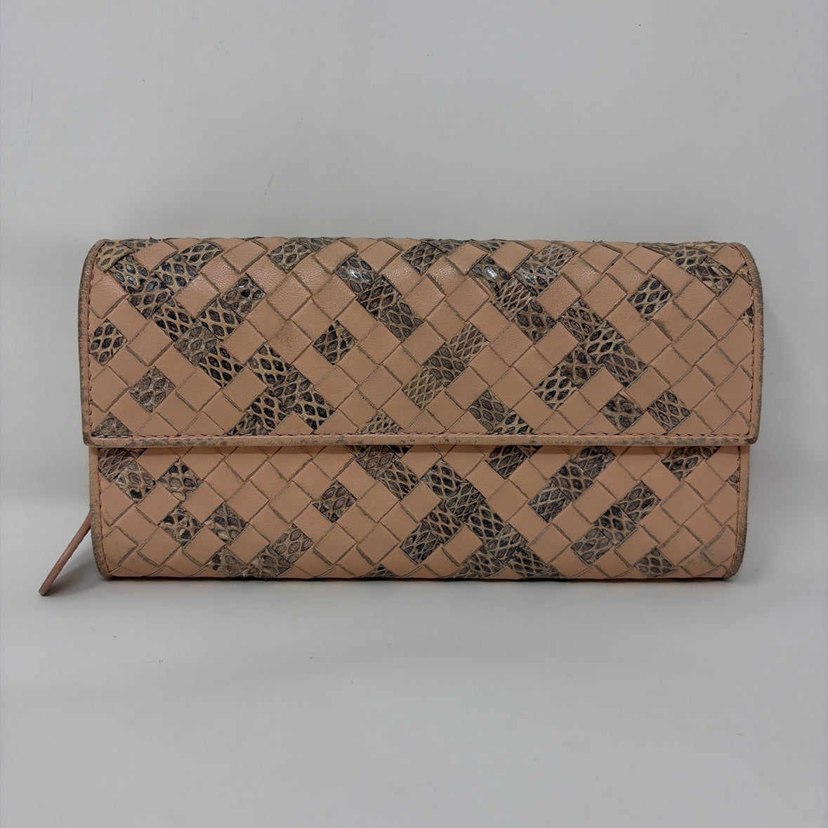 Pre-Owned Bottega Veneta Pink Multi Leather Designer Wallet