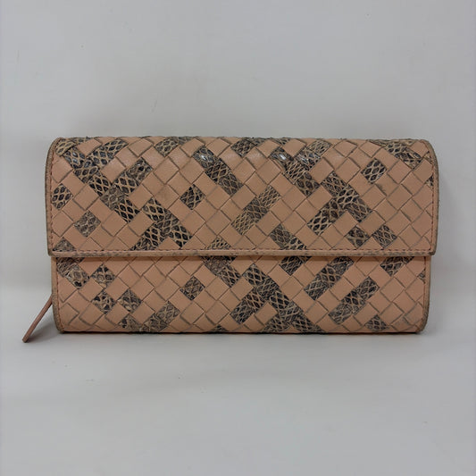 Pre-Owned Bottega Veneta Pink Multi Leather Designer Wallet