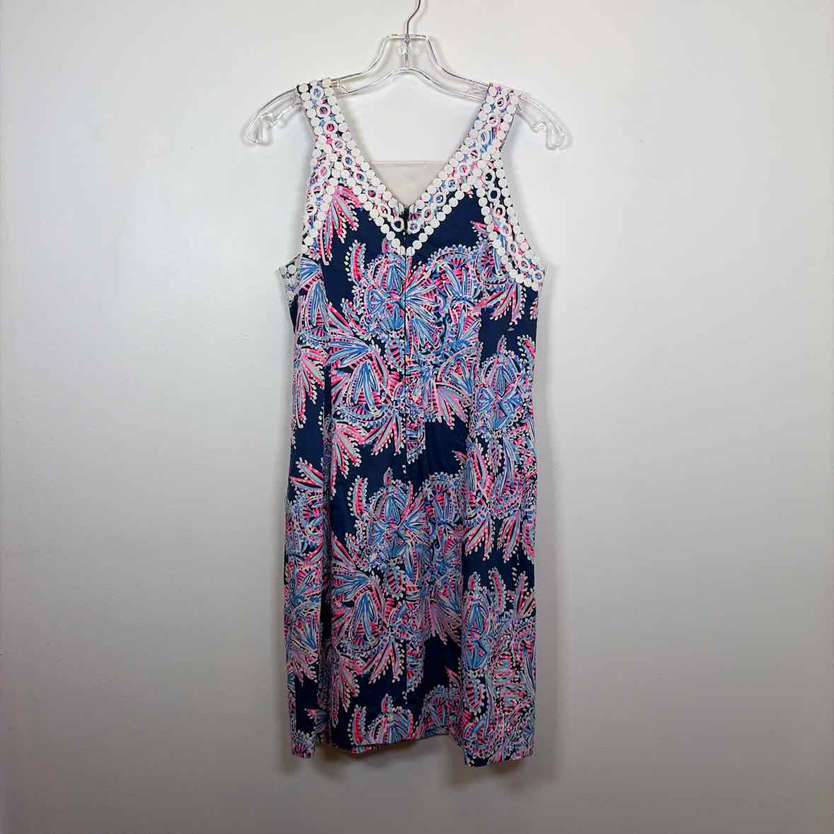 Pre-Owned Size 4/S Lilly Pulitzer Navy Print Casual Dress