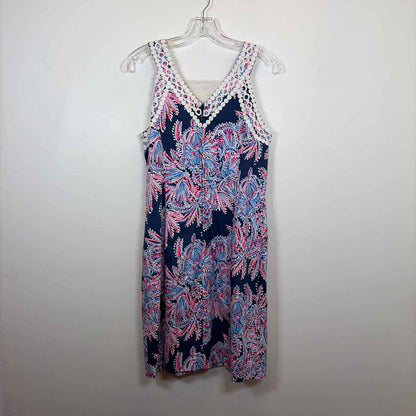 Pre-Owned Size 4/S Lilly Pulitzer Navy Print Casual Dress