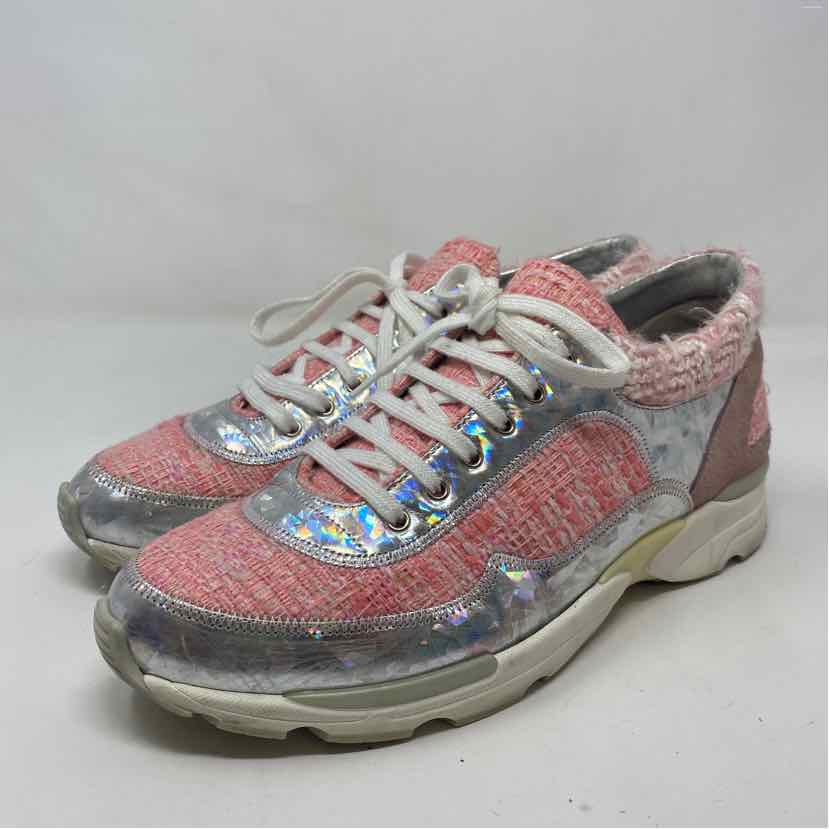 Pre-Owned Chanel Pink Multi Fabric Shoe Size 9 Designer Shoes