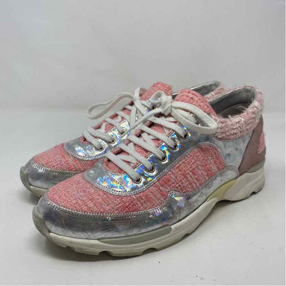 Pre-Owned Chanel Pink Multi Fabric Shoe Size 9 Designer Shoes