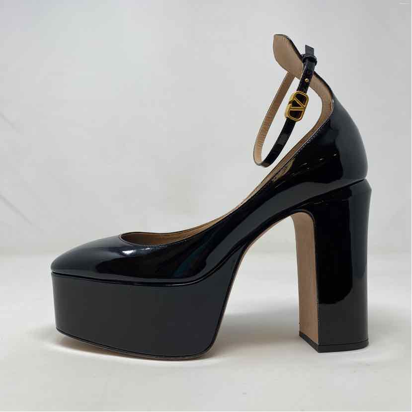 Pre-Owned Valentino Black Patent Shoe Size 8.5 Designer Shoes