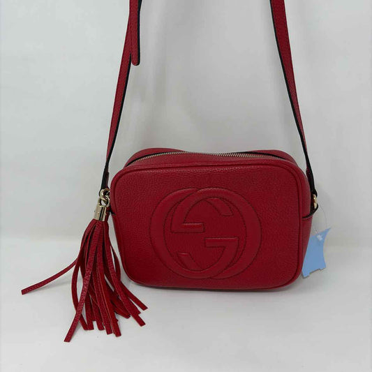 Pre-Owned Gucci Red Leather Designer Handbag