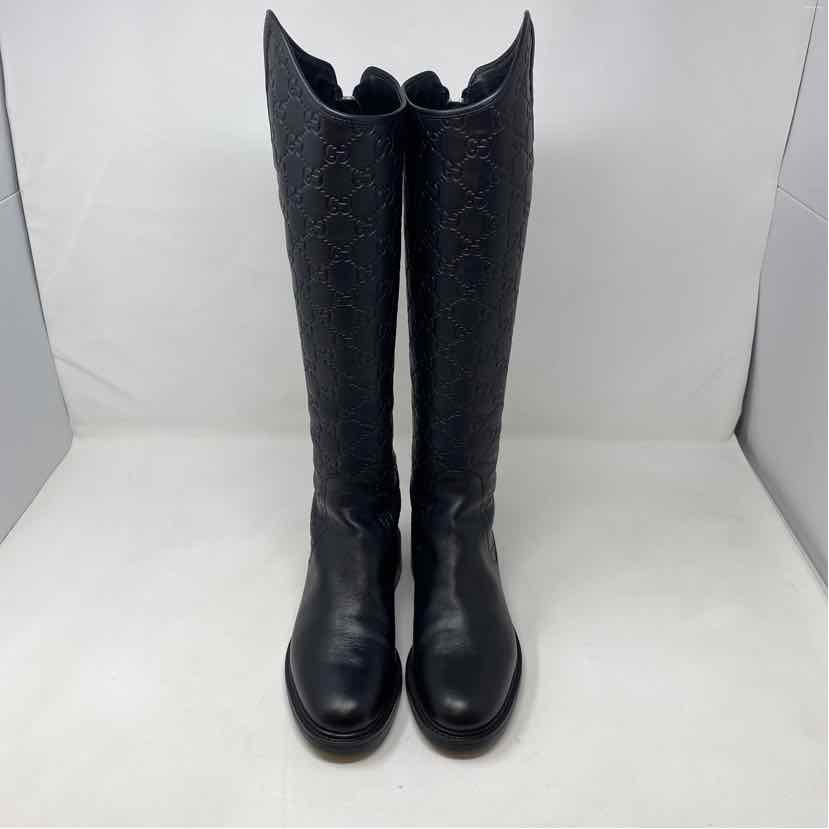 Pre-Owned Gucci Black Leather Shoe Size 5.5 Designer Shoes