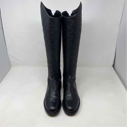 Pre-Owned Gucci Black Leather Shoe Size 5.5 Designer Shoes