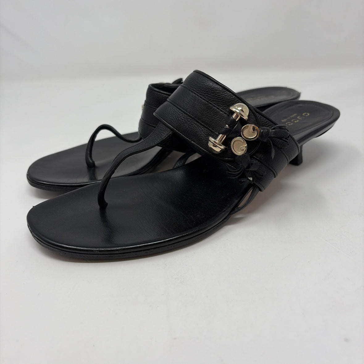Pre-Owned Gucci Black Leather Shoe Size 8.5 Designer Shoes