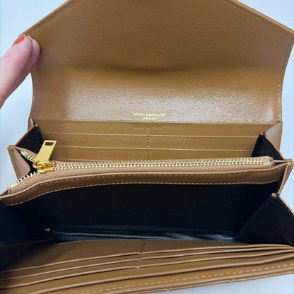 Pre-Owned Saint Laurent Cognac Leather Designer Wallet