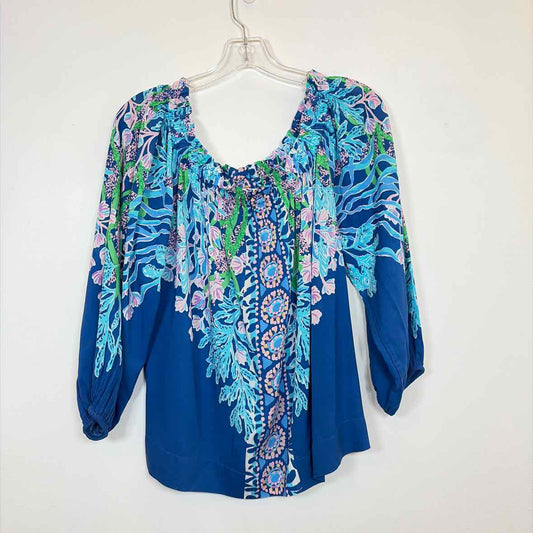 Pre-Owned Size L Lilly Pulitzer Blue Multi Top