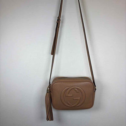 Pre-Owned Gucci Tan Leather Designer Handbag