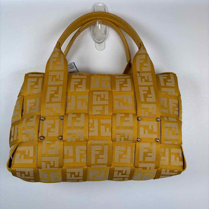 Pre-Owned Fendi Yellow Canvas Designer Handbag
