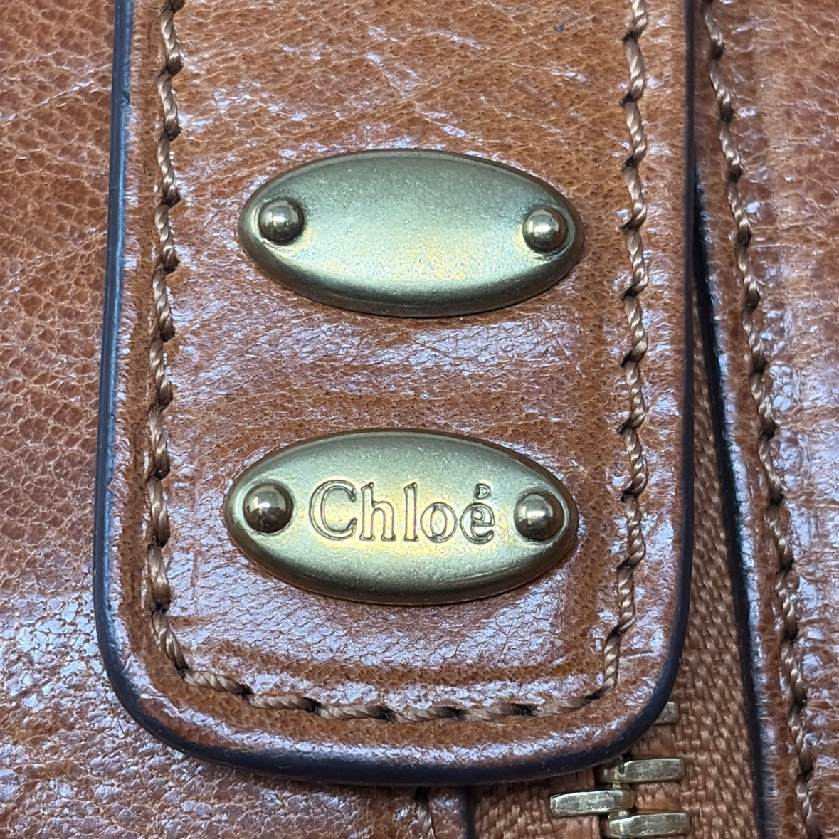 Pre-Owned Chloe Cognac Leather Designer Handbag