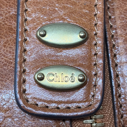 Pre-Owned Chloe Cognac Leather Designer Handbag