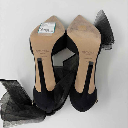 Pre-Owned Jimmy Choo Black Satin Shoe Size 9.5 Designer Shoes