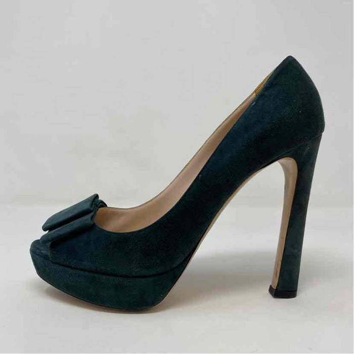 Pre-Owned Miu Miu Forest Green Suede Shoe Size 11 Designer Shoes