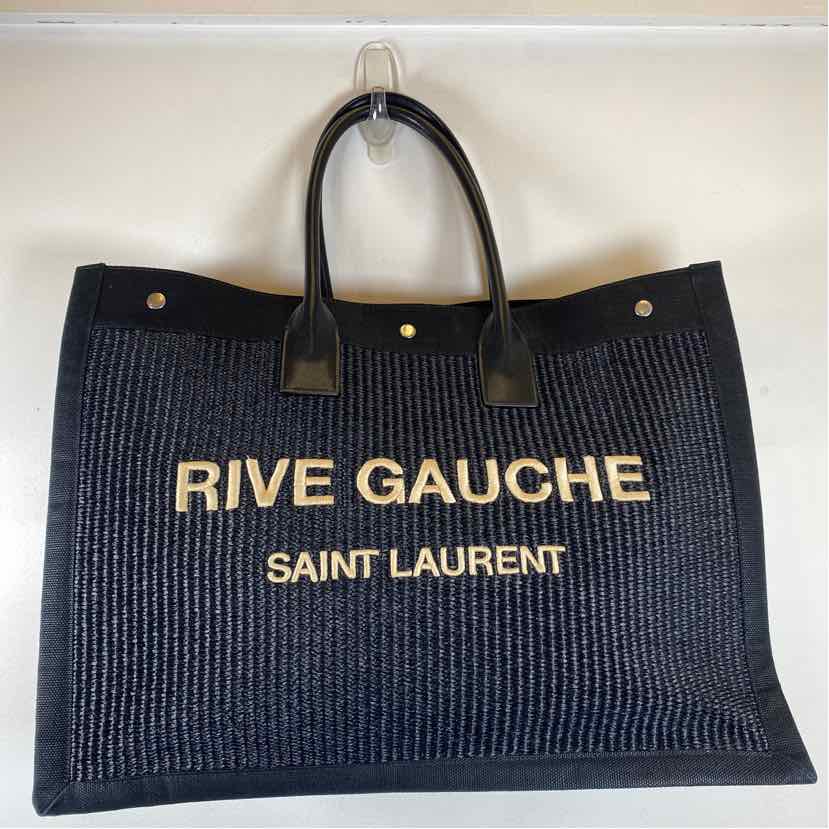 Pre-Owned Saint Laurent Black Raffia Designer Handbag