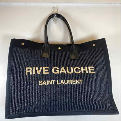 Pre-Owned Saint Laurent Black Raffia Designer Handbag