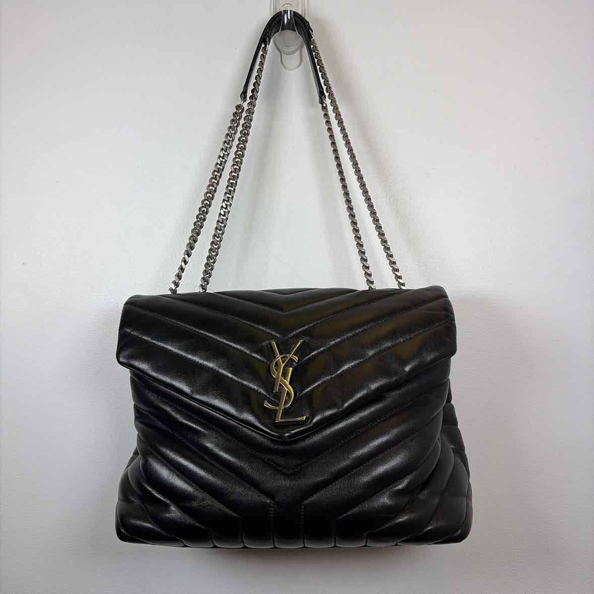Pre-Owned Saint Laurent Black Leather Designer Handbag