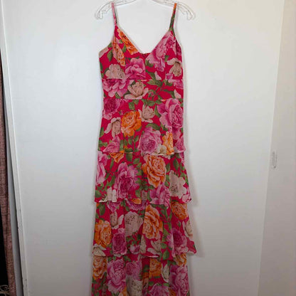 Pre-Owned Size 10/L Eliza J Hot Pink Casual Dress