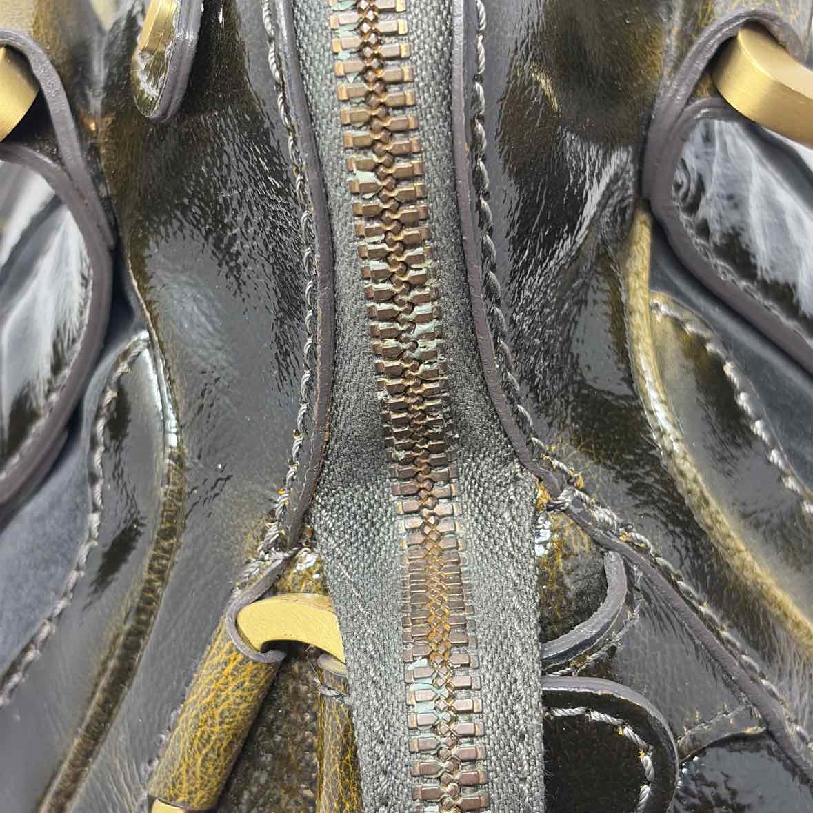 Pre-Owned Jimmy Choo Olive Patent Designer Handbag