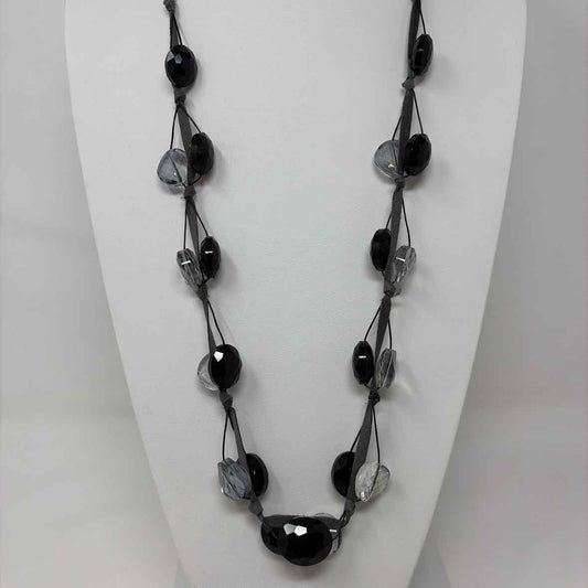 Pre-Owned Deborah Grivas Gray/Black Leather Necklace