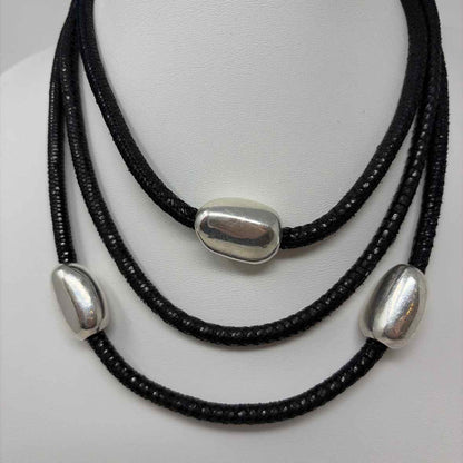 Pre-Owned Simon Sebbag Designs Black/Silver Rope Necklace