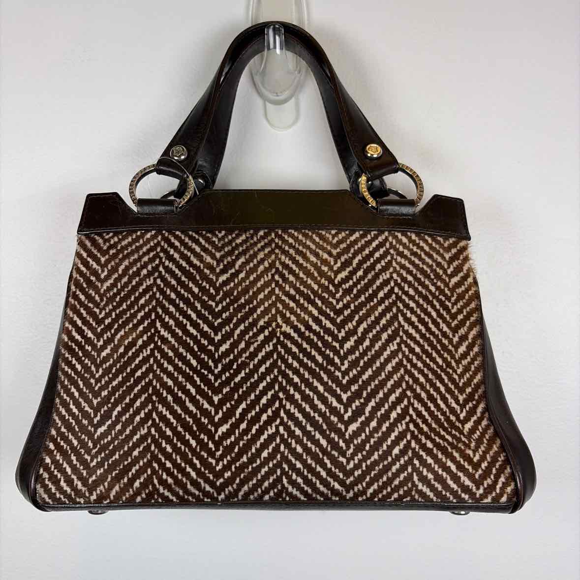 Pre-Owned Versace Brown Leather Designer Handbag