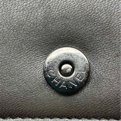 Pre-Owned Chanel Gunmetal Leather Designer Handbag