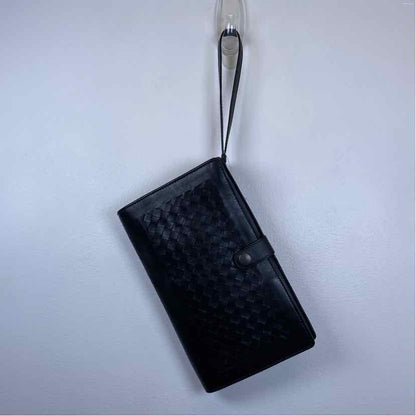 Pre-Owned Bottega Veneta Black Leather Designer Wallet